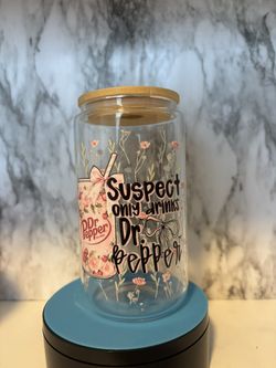 Suspect Only Drinks Dr.pepper 16 Glass Cup 
