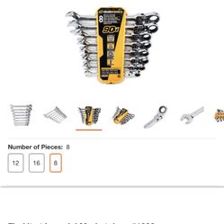 GEARWRENCH Metric 90-Tooth Flex Head Combination Ratcheting Wrench Tool Set with Tray (8-Piece)