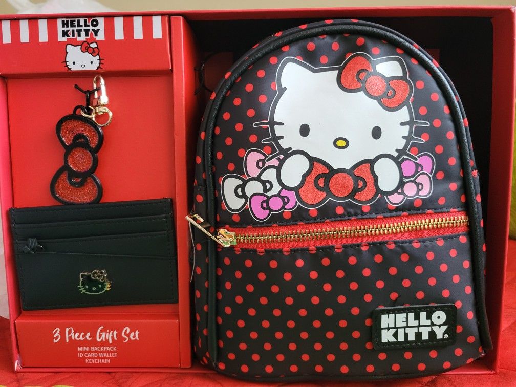 Hello Kitty 3pc Gift Set - Mini Backpack/ID Card Wallet/Keychain