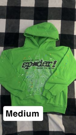 Green Rhinestone Spider Hoodie 