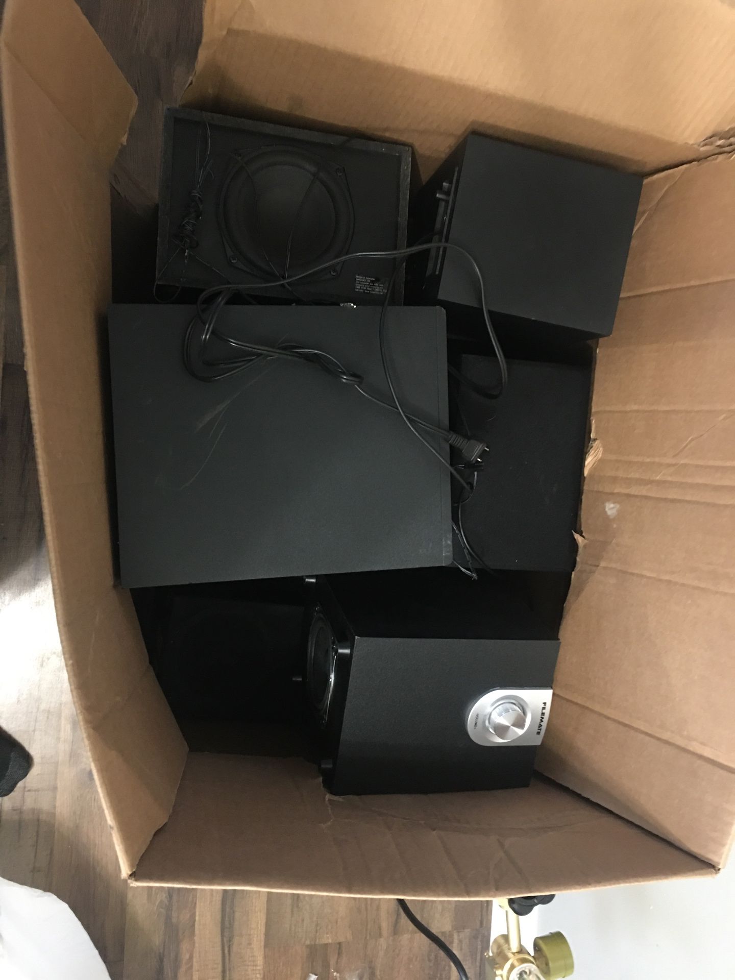 Box of old speakers
