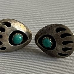 Bear Paw 925 Silver & Turquoise Ear Rings 