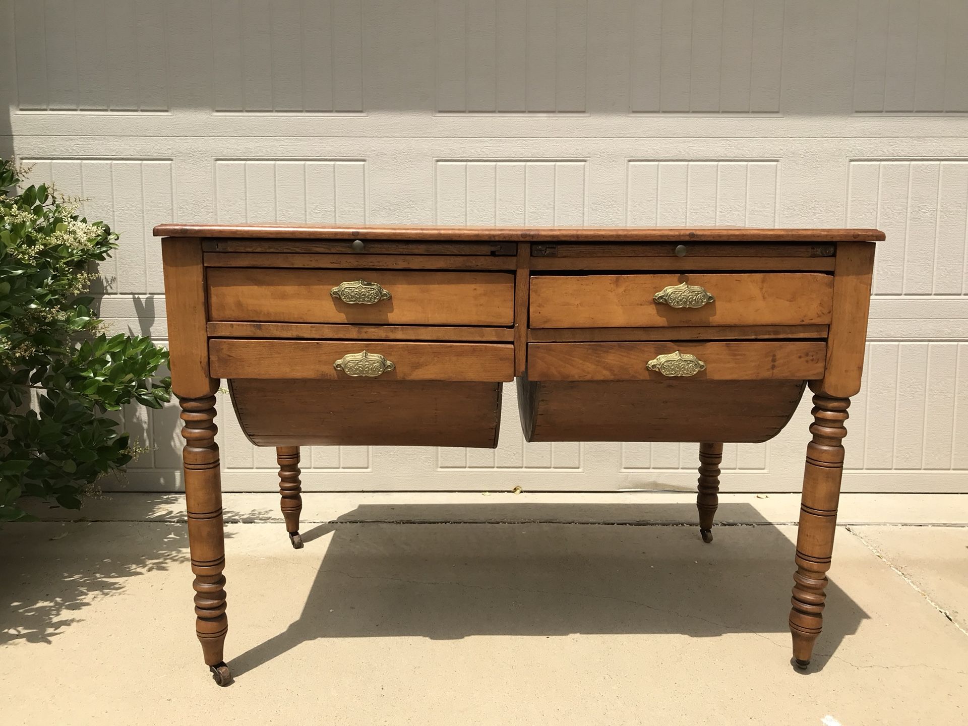 Antique 1880’s Oak Possum Belly Bakers table