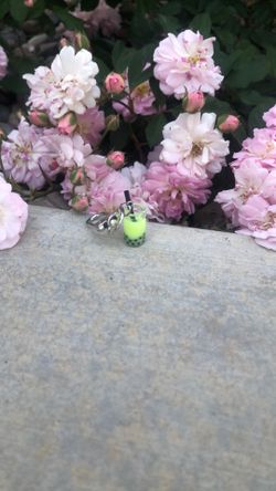 Green boba keychain