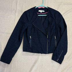 Boden Navy Cotton Eyelet Moto Jacket Size 4