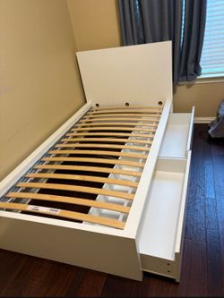 Twin size bed frame with drawers, IKEA brand