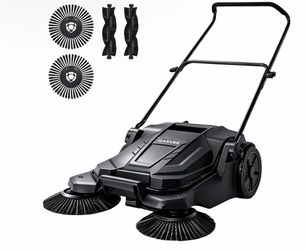 Walk-Behind Hand Push Floor Sweeper, 25.6"