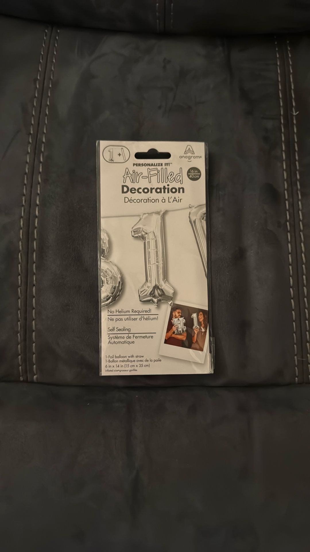 New In Package Anagram Air Filled Silver 1 Balloon Party Decoration 16 Inches