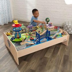 🐾 Wooden Play Table – 73-Piece Set, New in Box 🚒✨