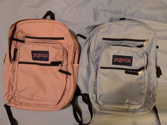 2 JanSport Big Student Backpacks – Light Blue & Light Pink