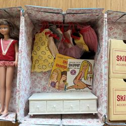 1960’s Skipper Doll, Case, Clothing Lot. Barbie’s Sister. 