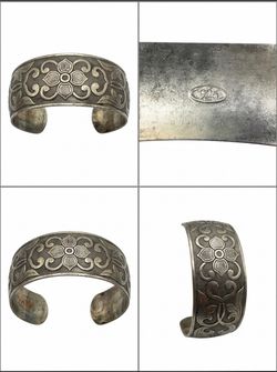 Repousse Victorian style .925 vintage silver bracelet