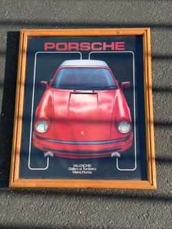 Porsche 911 Poster Valenchis Gallery Miami Florida Original Framed 1983 Vintage