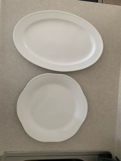White Ceramic Serving Platter Set