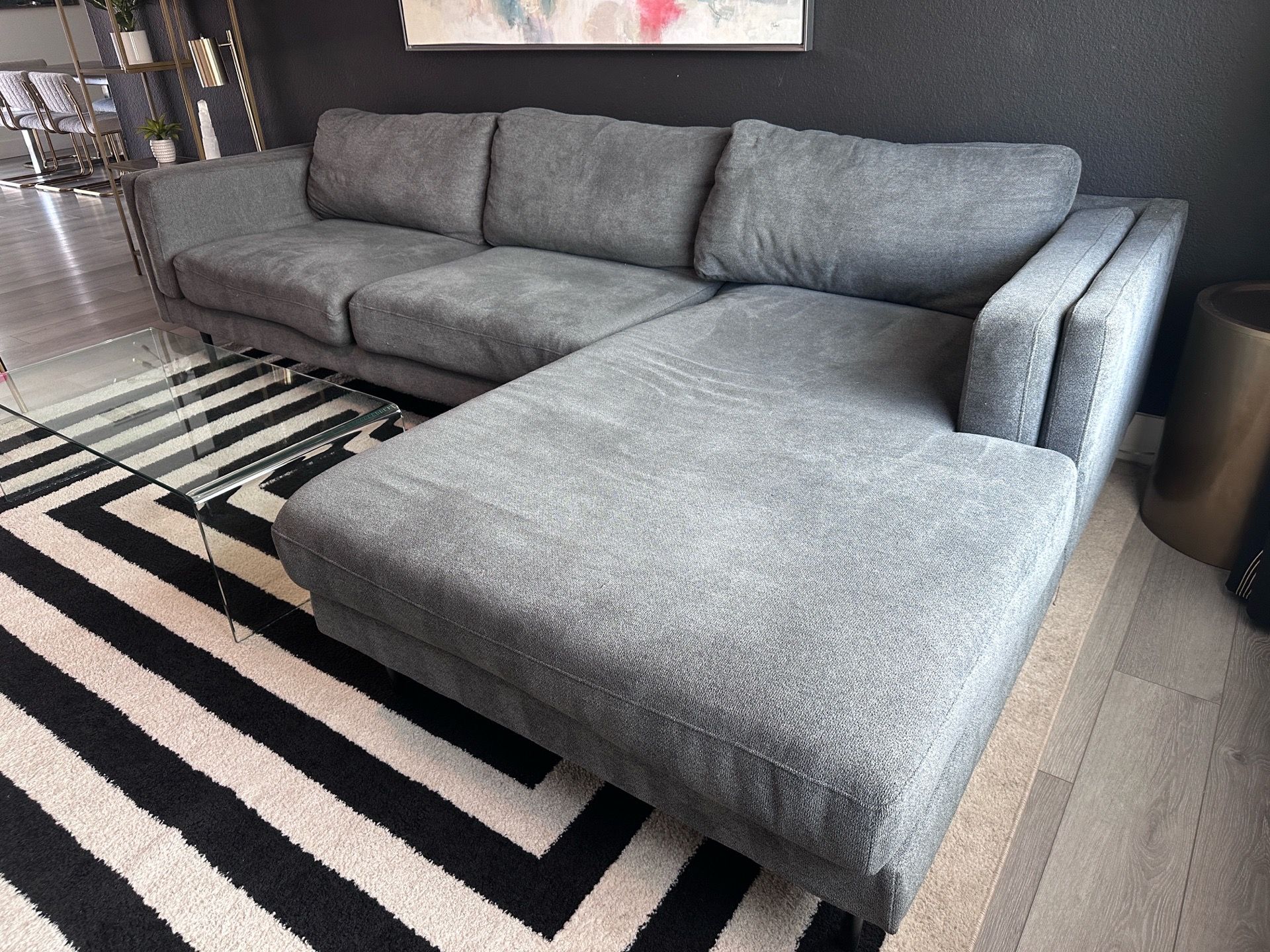 Modern Gray Sectional Sofa w/ Chaise – Living Spaces Style