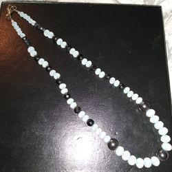 MAN-MADE MOONSTONE AND HEMATITE NECKLACE