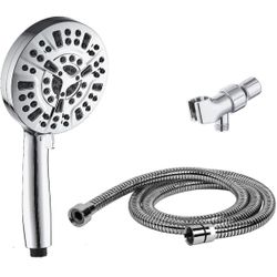 Chrome Handheld Pressure Shower Head Multi Spray Water Setting with Hose #002 New Condition 