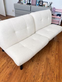White Teddy Fabric Futon