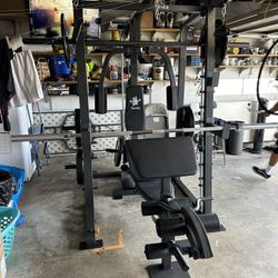 Vesta Fitness Smith Machine 2001 w/Bench Attachment | 230lb Bumpers Weights | 7ft Olympic Bar | Fitness | Gym Equipment | FREE DELIVERY🚚 