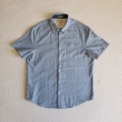 NWOT! PENGUIN Men's Heritage Slim Fit Button-Down Short-Sleeve Shirt (XL) Blue 