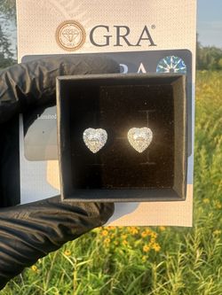 Halo Heart VVS Moissanite Earrings - Sterling Silver - (Tarnish Resistant/Nickel Free) - Screw Back