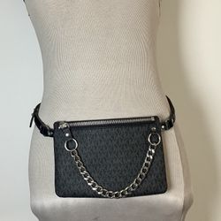 MICHAEL MICHAEL KORS - Small Adjustable Belt Accessory Bag Pouch - Size Small - Color BLACK with SILVER-Tone Hardware