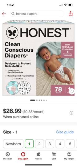 Honest Clean Conscious Diapers Size 1