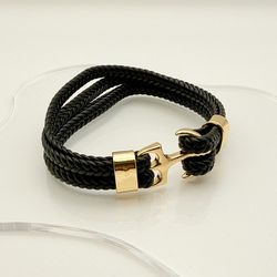 Faux Leather Anchor Bracelet
