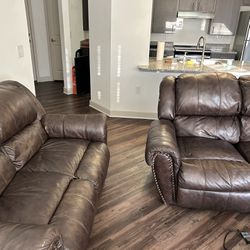Outdoor/Indoor Leather Couch Set - Used 