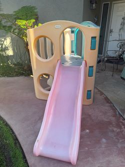 Toddler Climbing Playset with Pink Slide