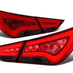  3D LED Bar Tail Lights Red Smoked calaveras micas luces traseras 11-14 Hyundai Sonata