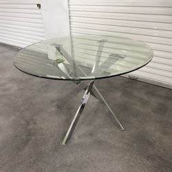 45" Glass Round Table – Modern Chrome Base