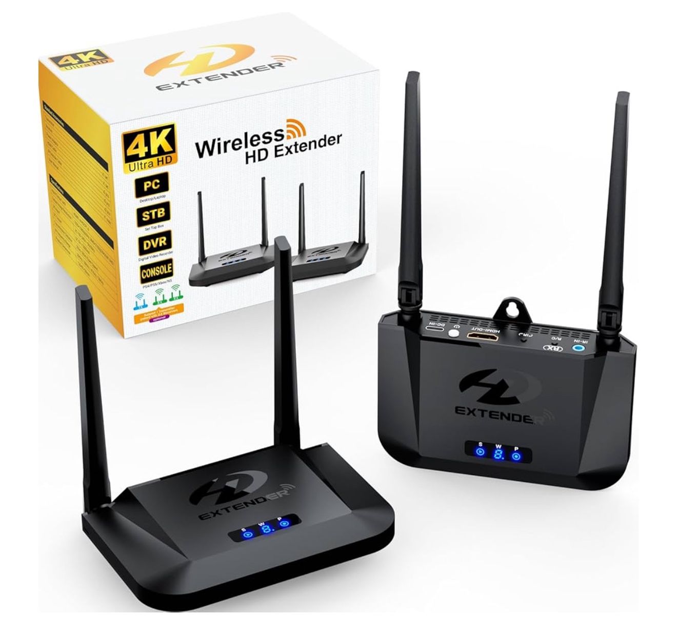 Wireless HDMI Transmitter and Receiver 4K 1000 FT, HDMI Loop-Out, IR Extender Antenna