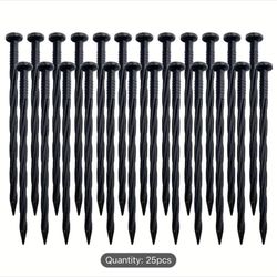 25PCS Durable Plastic Garden Spiral Nails - 8 Inch Long Side Stake Anchors for Lawn, Mud & Tent Barriers - Perfect for Landscape Support & Stable Yard