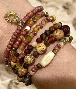 BOHO CHIC…SET OF EARTH TONED STRETCH BRACELETS
