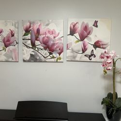Three-Piece Floral Canvas Print