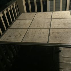 Table And Metal Stools