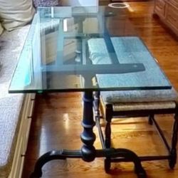 Glass Table 5’x3’ - Wrought Iron Frame With Glass Top