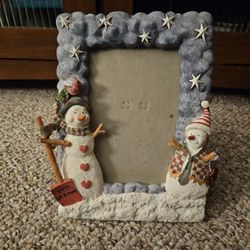 1999 Let It Snow Christmas Snowman Picture Frame