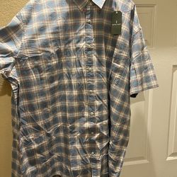 New Men’s Mutual Weave 4XLT Blue Plaid Shirt 