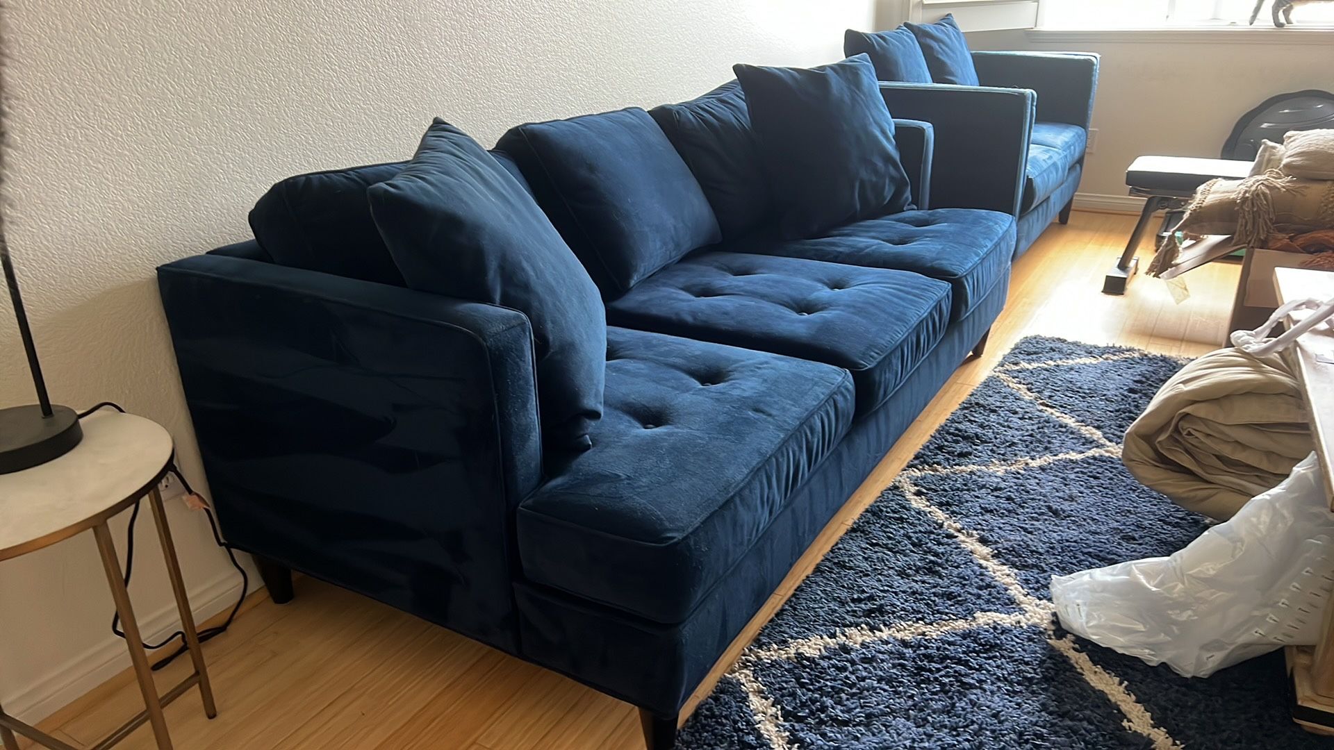 Blue Velvet Sofa+Loveseat