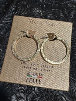 18kt Gold Plated Mia Fiore Sterling Silver .925 Earrings Made In Italy Brand New
