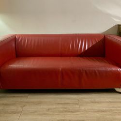 Red Faux Leather Couch