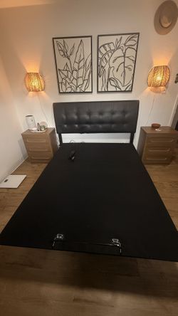 Queen Tufted Faux Leather Headboard — Black — $75