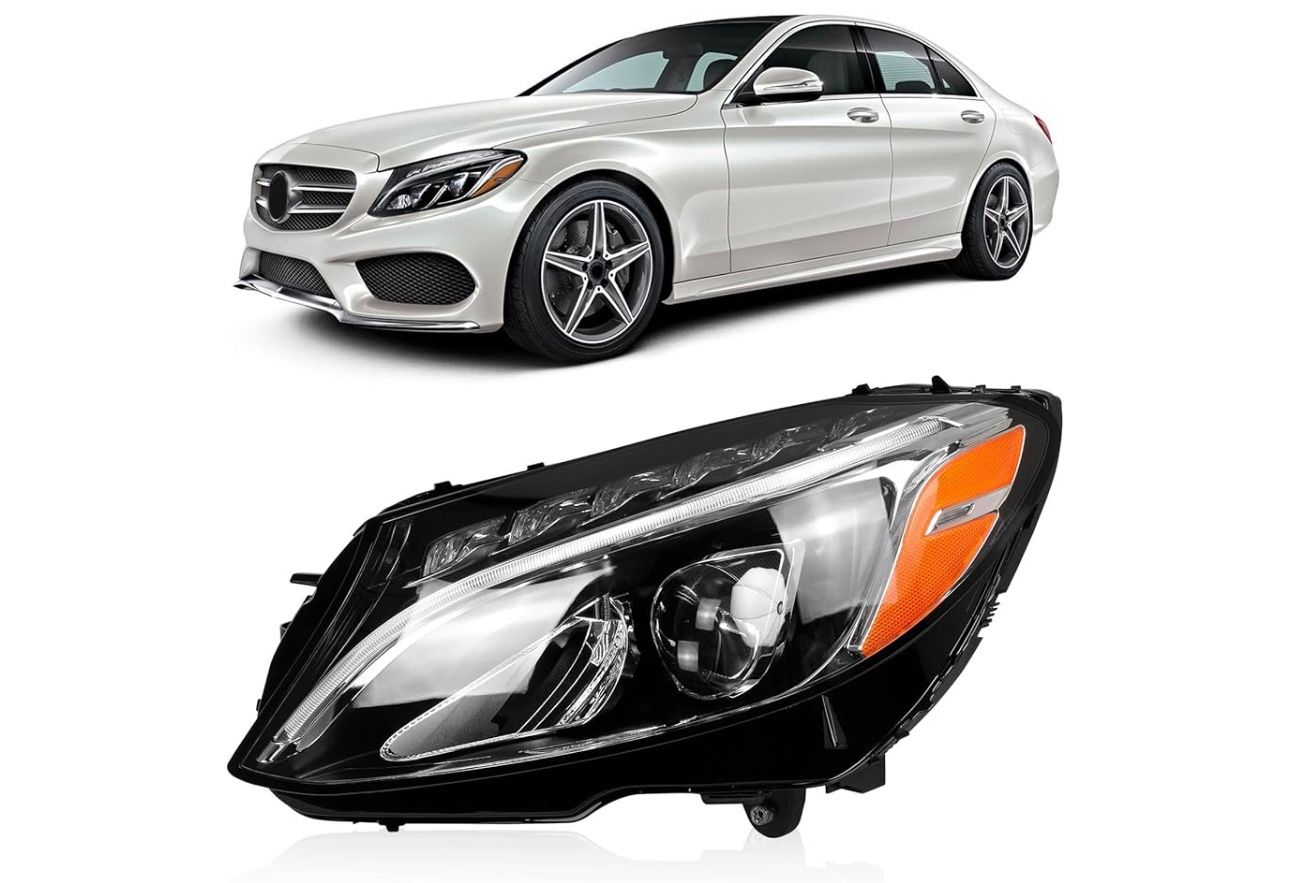 LED Headlight Assembly Fit for 2015-2018 Mercedes Benz C-Class W205 C300 C180 C200 C250 C43 C63 C350E, Front Headlight Headlamp w/LED DRL Projector Re