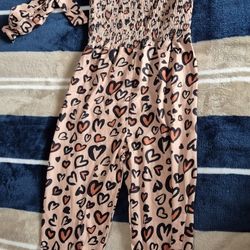 Heart Cheetah 18-24M Girls Romper w/ Headband 