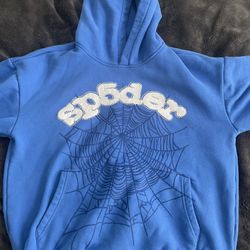 *BEST OFFER* Sp5der Rhinestone Web Hoodie In Blue