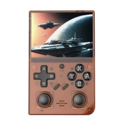 R35PLUS 3.5 Inch Handheld Game Console Built-in 64G 10,000+ Games(Transparent Orange)