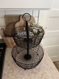 Black metal 2 tiered tray $15