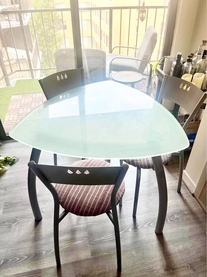 Glass Dining Table With Three Chairs - Will Deliver